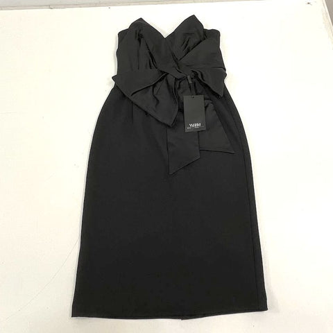 White House Black Market Black Strapless Bow Front Sheath Dress Women's 0 NWT