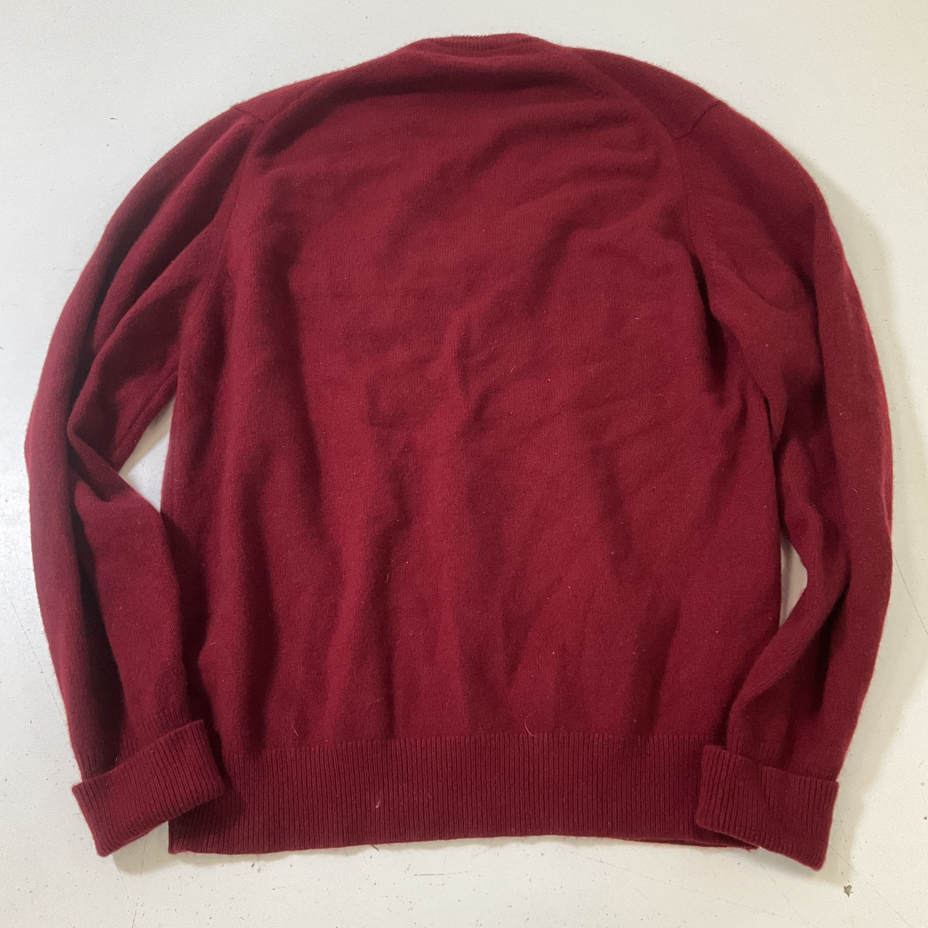 Lord Jeff Men's Burgundy Cashmere V-Neck Sweater Size L Vintage Spun in Scotland
