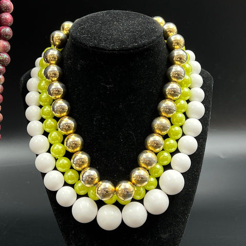 Vintage Style Beaded Necklace Statement Jewelry Lot 11pc Chunky Faux Pearl