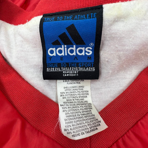 Vintage 90s adidas Red Team V-Neck Nylon Pullover Windbreaker Mens 2XL