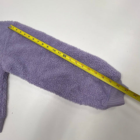 Porridge Women's Purple Sherpa Fleece Cropped Henley Hoodie NWT Size S