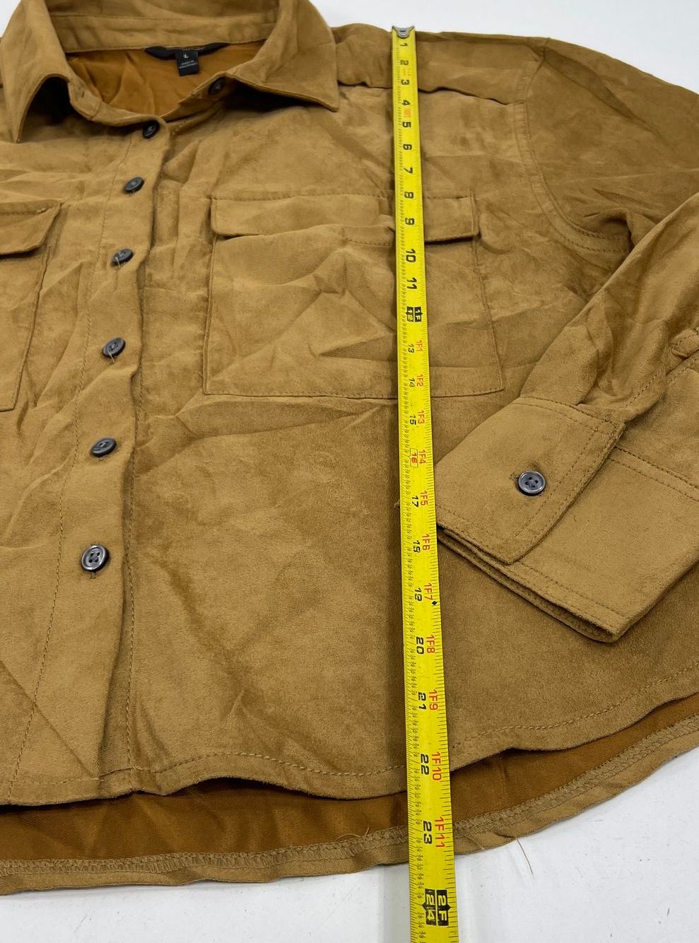Banana Republic Faux Suede Cropped Utility Shirt Jacket Womens Size L
