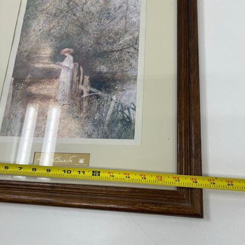 Gloria Vanderbilt Lot 2 Framed Art Prints 16.5x13.5 Romantic Genre Scenes Signed