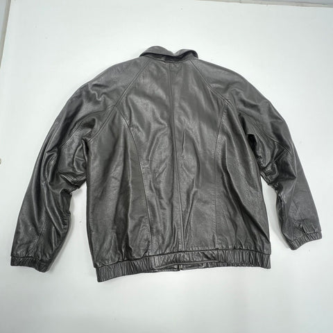 Vintage Y2K Preston & Yorke Black Leather Bomber Jacket Women's M