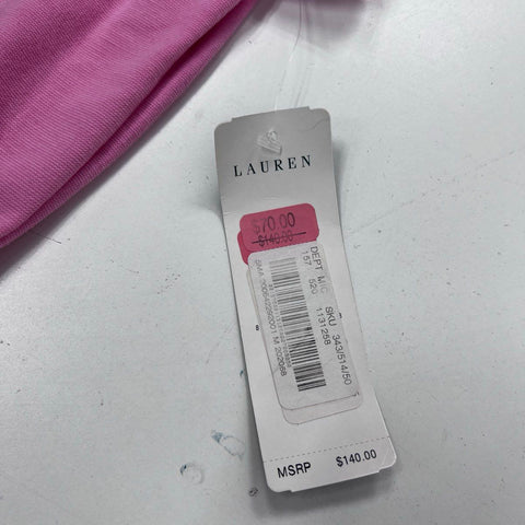 Lauren Ralph Lauren Women's Pink Belted Flounce Hem Dress NWT Size M
