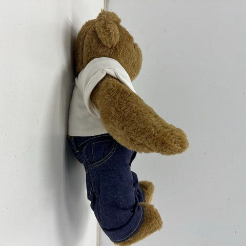 Vermont Teddy Bear Co Love Tattoo Plush Brown Bear Denim Jeans Embroidered Heart