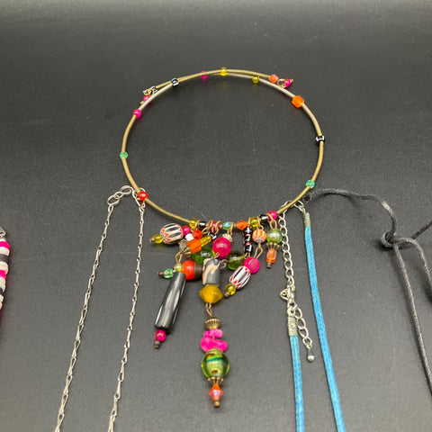 Mixed Costume Jewelry Lot of 12 Boho Statement Beaded Necklaces Pendants