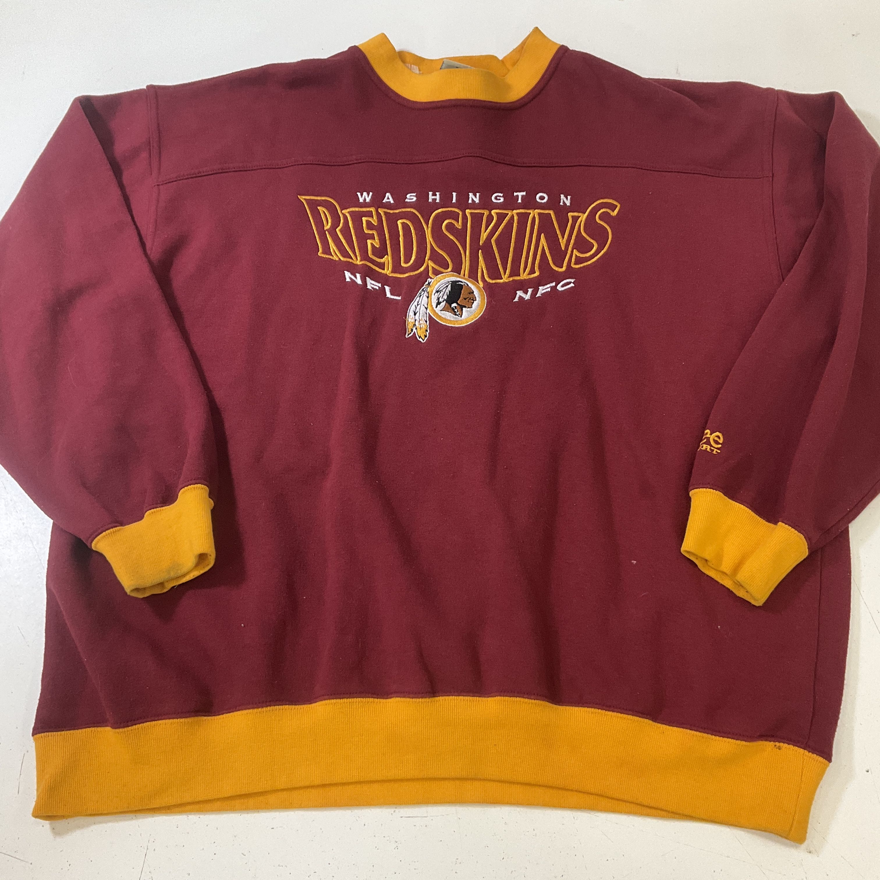Lee Sport Maroon Yellow Washington Redskins Embroidered Sweatshirt XL Vintage