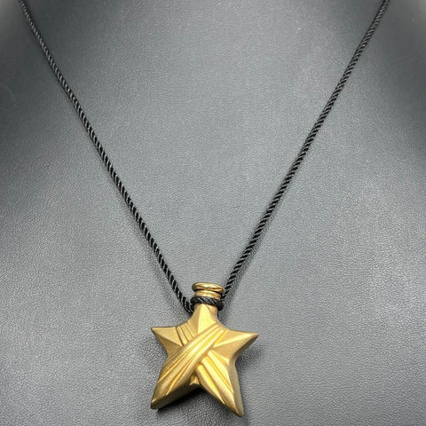 Vintage Debbie J Palmer Gold Tone Star Perfume Bottle Pendant Necklace 17" 21g