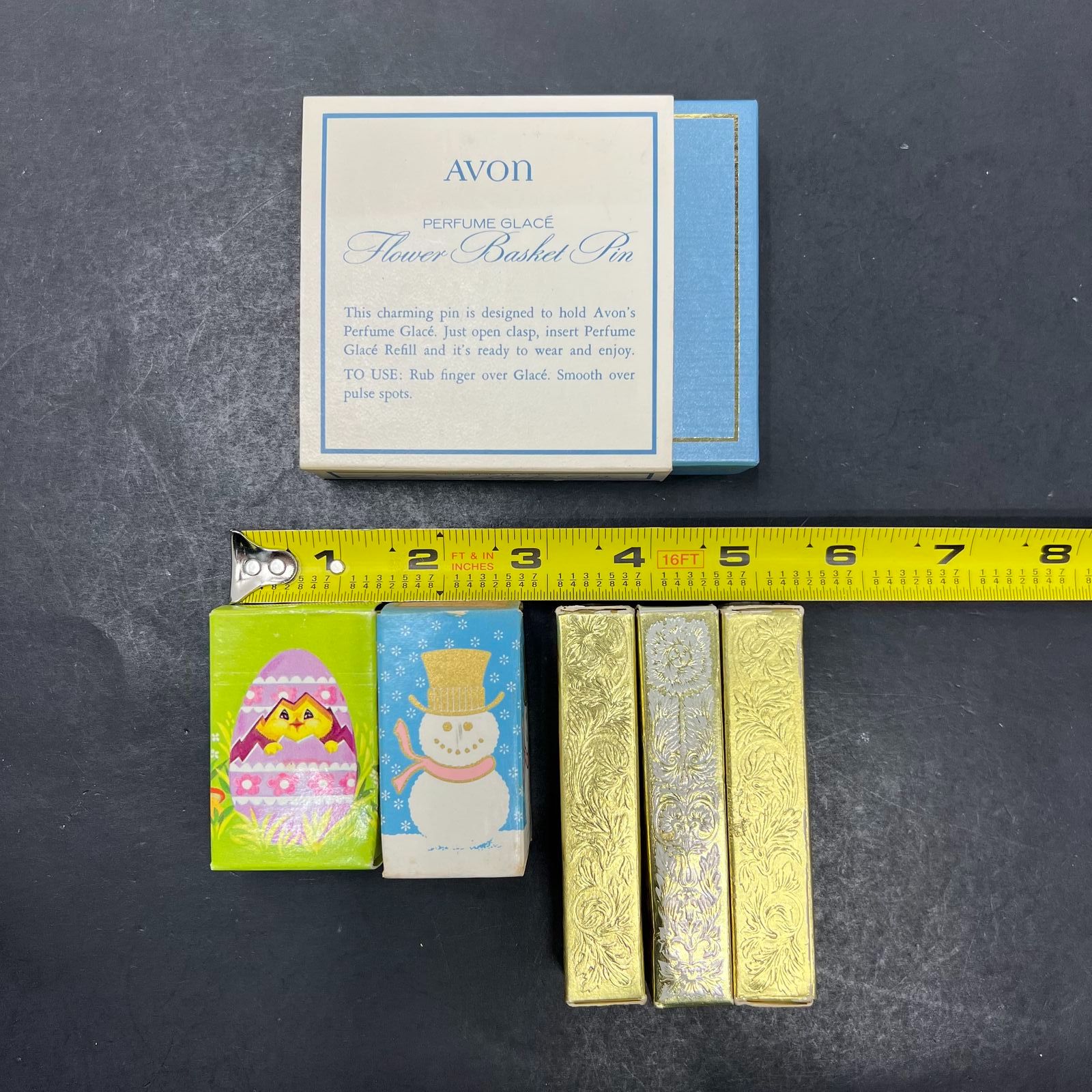 Vintage Avon Perfume Pins Chick a Peep Flower Basket Regence Lot of 6