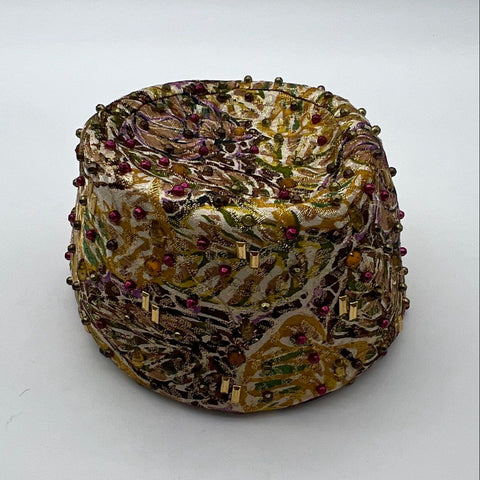 Vintage 60s Hovland-Swanson Women's Beaded Metallic Brocade Pillbox Hat