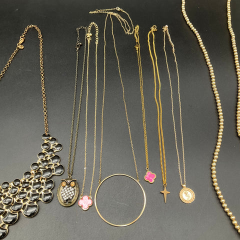 Vintage to Modern Costume Jewelry Lot 1.16 lbs Necklaces Statement Gold Tone