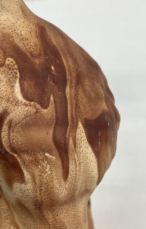 Vintage Mid-Century Modern Poodle Figurine Brown Marbled Glaze 13" Tall Statue