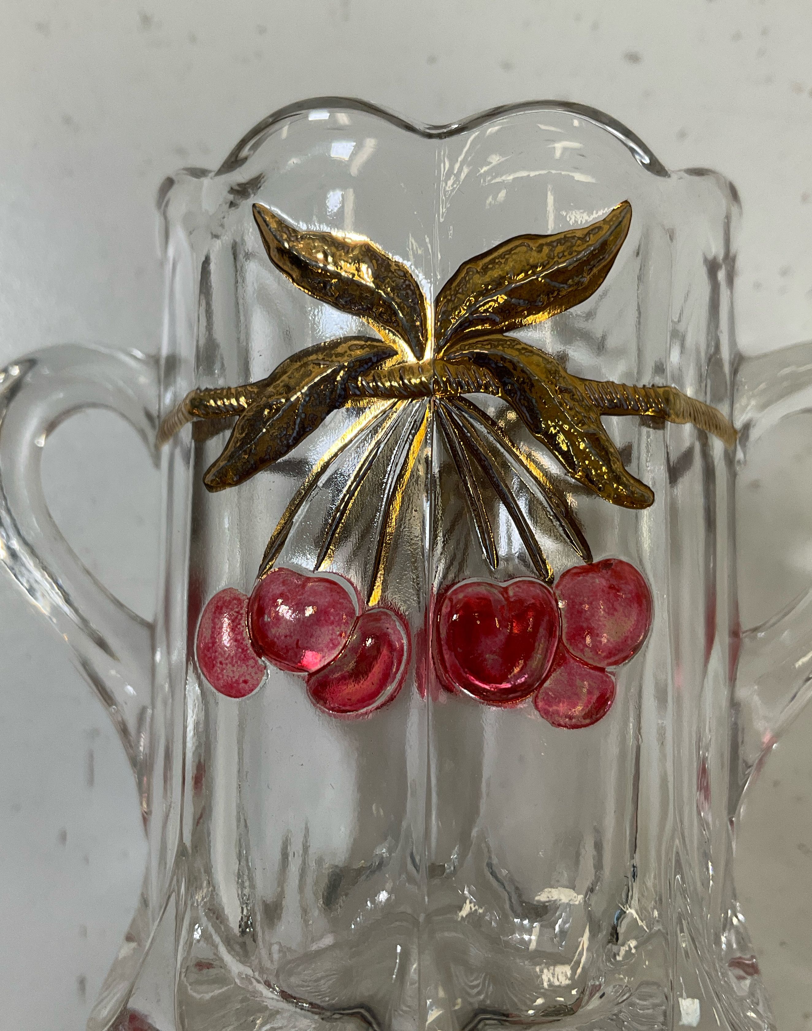 Vintage Northwood Cherry And Cable Clear Ruby Glass Small Mini 3" Open Sugar