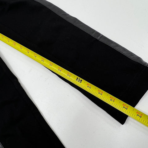 Cache NWT Black Faux Leather Stripe Tuxedo Skinny Leggings Womens Size 10