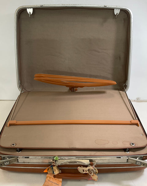 Vintage 60s Samsonite Brown Silhouette Hardcase Suitcase Luggage Set Lot of 2