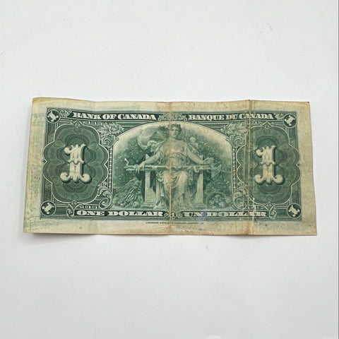 Bank of Canada One Dollar Bill 1937 Vintage Currency King George VI Banknote