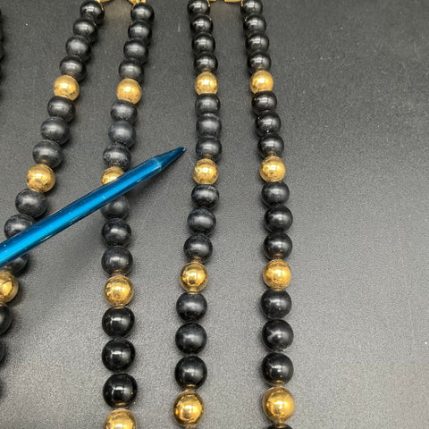Vintage Napier Black & Gold Tone Graduated Beaded Necklace Jewelry Lot of 3