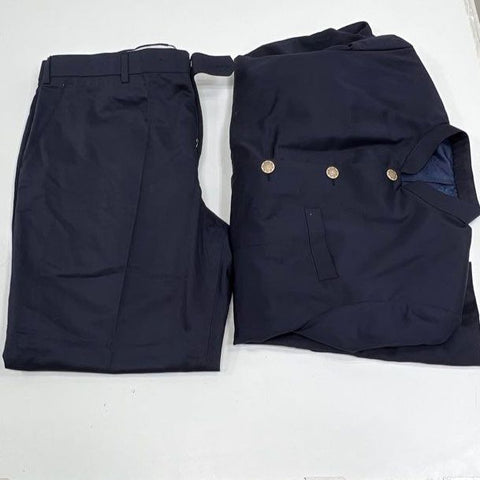 French Crown Men's Navy Blue Mandarin Collar 2-Piece Suit Sz 42 / 34W