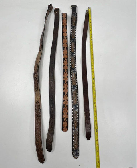 Lot of 5 Men's Leather Belt Straps No Buckles Tooled Western Studded Crafts