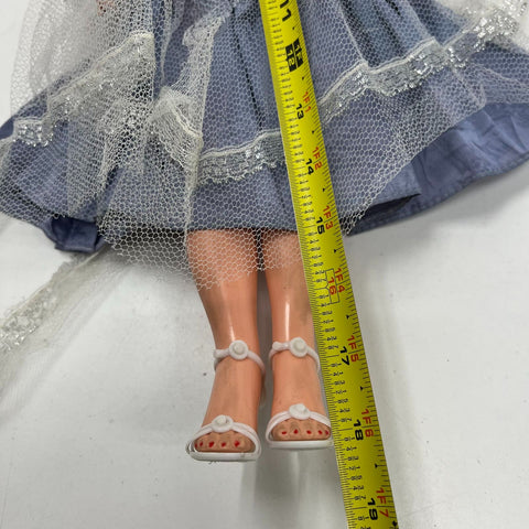 Vintage 50s Eegee Little Debutante Walker Fashion Doll Sleep Eyes 18" Blue Dress