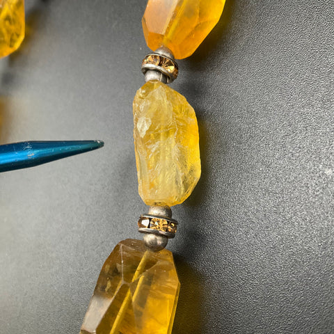 Yellow & Clear Crystal Costume Jewelry Set Necklace & Bracelet