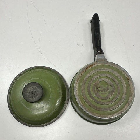 Vintage Club Cast Aluminum Cookware Set Avocado Green 6 Piece 4 Pans 2 Lids