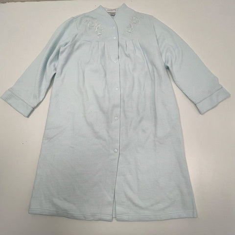 Miss Elaine Women's Robe Duster Lot of 2 Pink Blue Waffle Knit Embroidered M