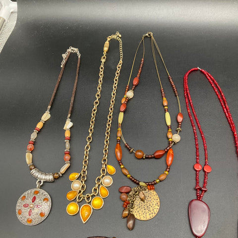 Boho Statement Necklaces Beaded Enameled Mixed Style Jewelry Lot of 9 1.2 lbs