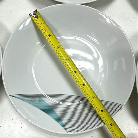 Bohemia Czechoslovakia Mid Century Geometric Rimmed Soup Bowls 6pc Set Porcelain