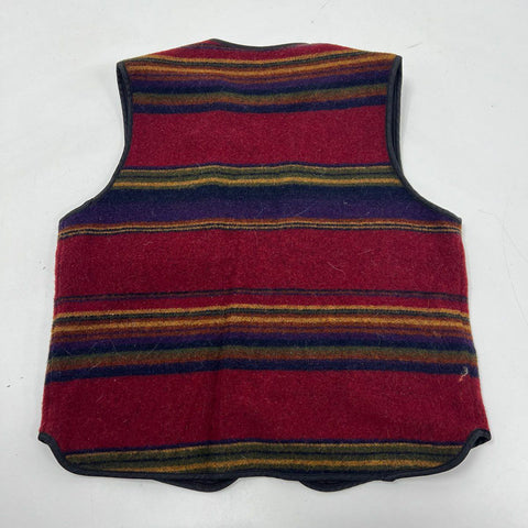 Vintage 90s Woolrich Men's Red Wool Blanket Southwestern Vest Size M
