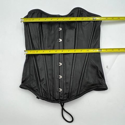 Allure Leather Women's Black Genuine Leather Boned Lace Up Corset Size M