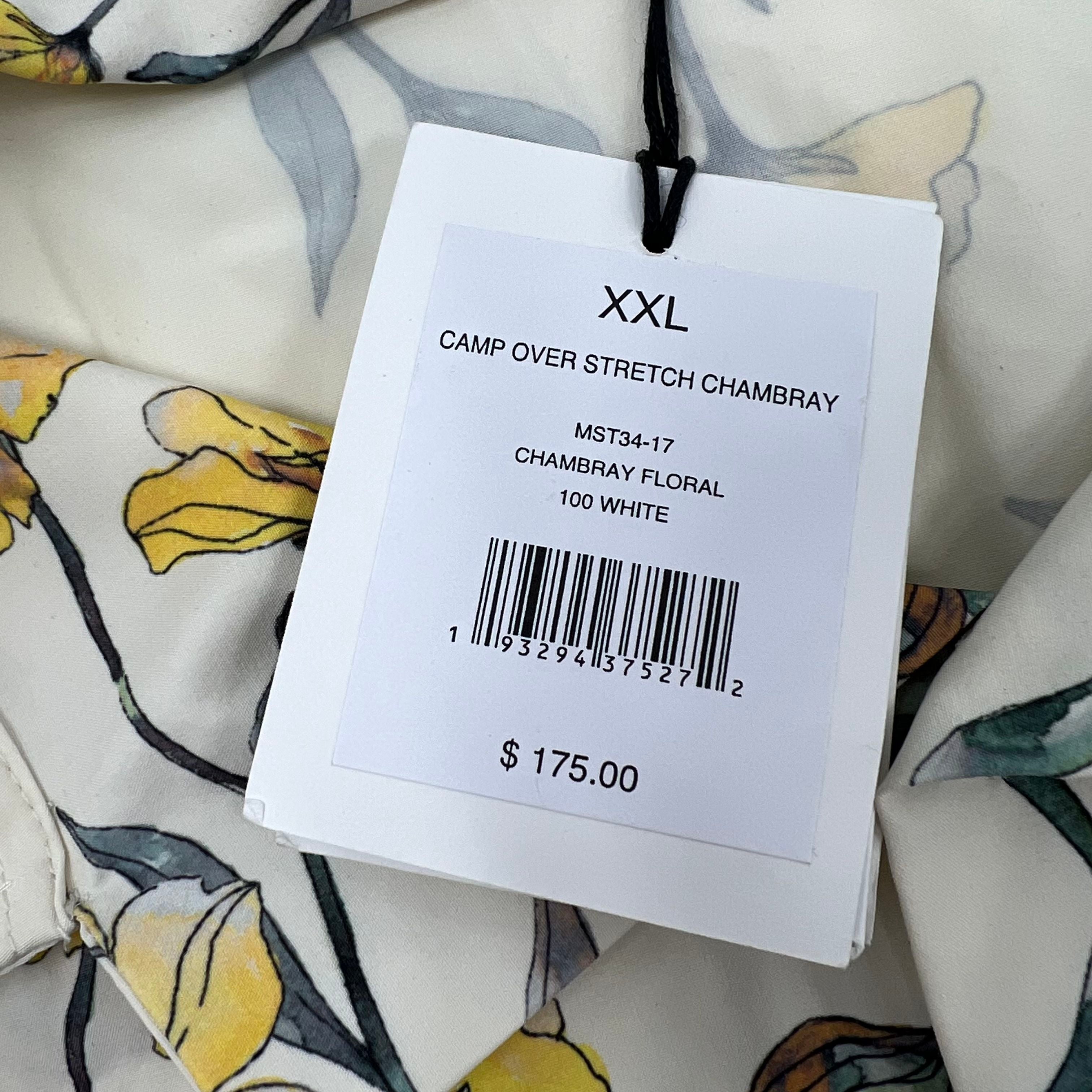 Onia Camp Over Stretch Chambray Floral Button Up Shirt NWT Sz XXL