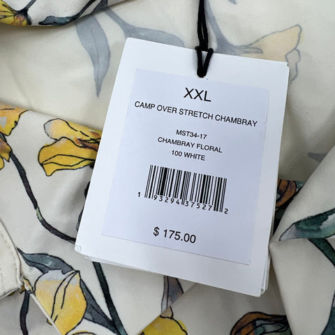 Onia Camp Over Stretch Chambray Floral Button Up Shirt NWT Sz XXL