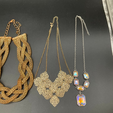 Costume Jewelry Lot of 7 Vintage to Modern Statement Bib Collar Beaded Necklaces