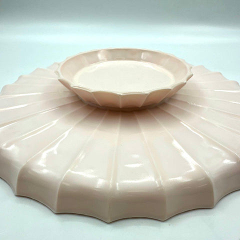 Vintage Pink Melamine Lazy Susan 3pc Set 5 Compartment Divided Serving 14 Inch