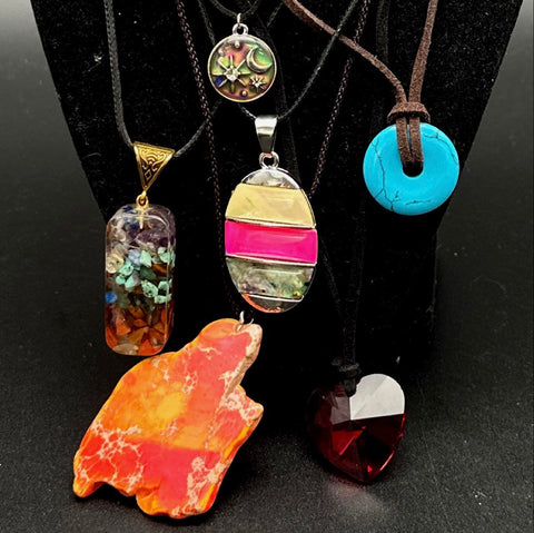 Bohemian Jewelry Lot 15+ Corded Necklaces Stone Resin Glass Evil Eye Turtle