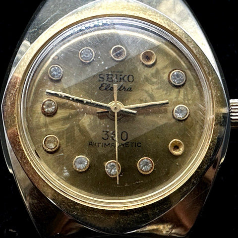 Vintage Seiko Watch Lot of 2 Quartz 8222-7059 & Electra 360 Two-Tone Gold Tone
