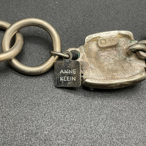 Vintage Anne Klein Silver Tone Rectangular Link Necklace Toggle Clasp