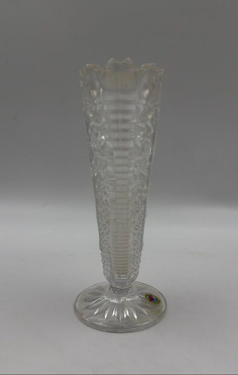 Hofbauer Byrdes Crystal Footed Fan Vase Bird West Germany Vintage 8 Inch