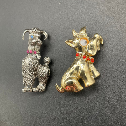 Vintage Costume Jewelry Lot 6 Animal Brooches Rhinestone Enamel Frog Butterfly