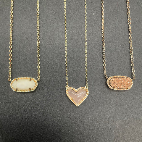 Kendra Scott Jewelry Lot of 3 Gold Tone Elisa and Ari Heart Style Necklaces