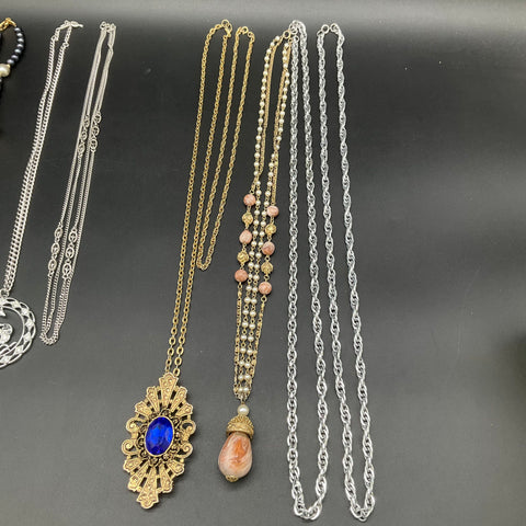 Vintage Costume Jewelry Lot 10 Necklaces Trifari Monet Napier Faux Pearl Stone