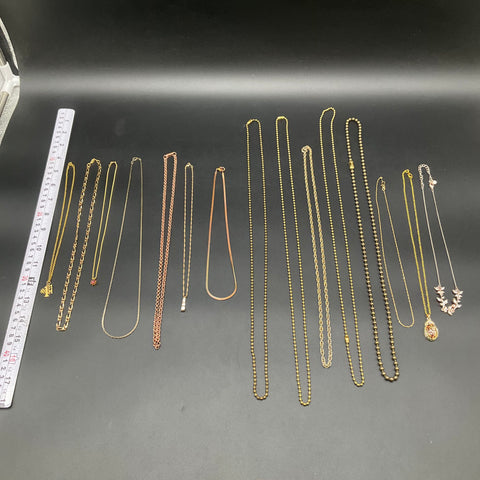Fashion Necklaces Lot of 15 Gold Silver Rose Tone Chains Pendants Costume