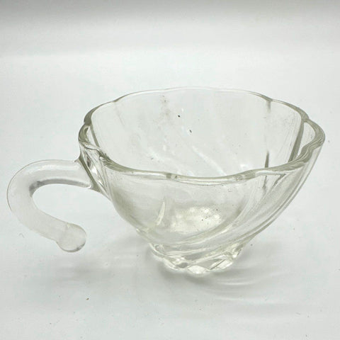 Pressed Glass Clear 11 Piece Lot Punch Bowl Cups Swirl Pattern Vintage