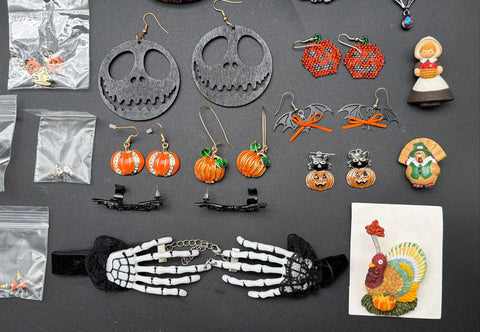 Halloween Fall Thanksgiving Jewelry Lot 40+ Pc Necklaces Bracelets Earrings 2lb