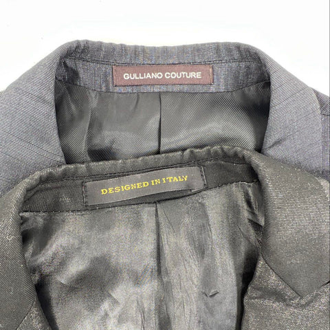 Lot of 2 Men's Italian Designer Suit Coat Blazer Jacket Black & Gray Wool