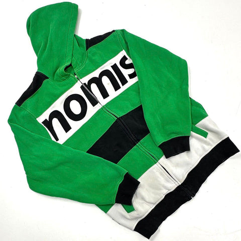 Vintage Y2K Nomis Men's Full Zip Hoodie Green Black White Colorblock Sz M