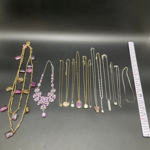 Vintage to Modern Mixed Jewelry Lot 14 Necklaces Statement Floral Boho 0.5 lbs