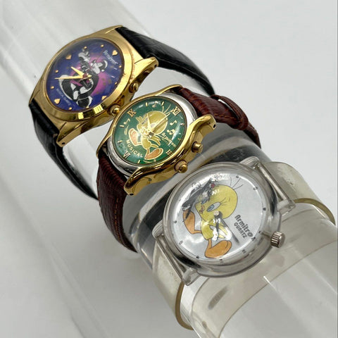 Vintage Looney Tunes Armitron Musical Watches Lot of 3 Sylvester Tweety Bird